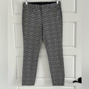 Banana Republic Sloan Crop Ankle Length Pants Slacks Black White Floral New 2